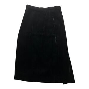 Vintage George F. Couture Black Velvet Pleated Midi Skirt Women's Size 12